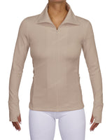 High Neck Zip Up Long Sleeve Top