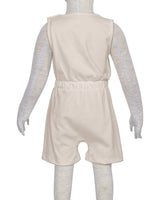Sleeveless Crew Neck Elastic Waist Shorts Romper