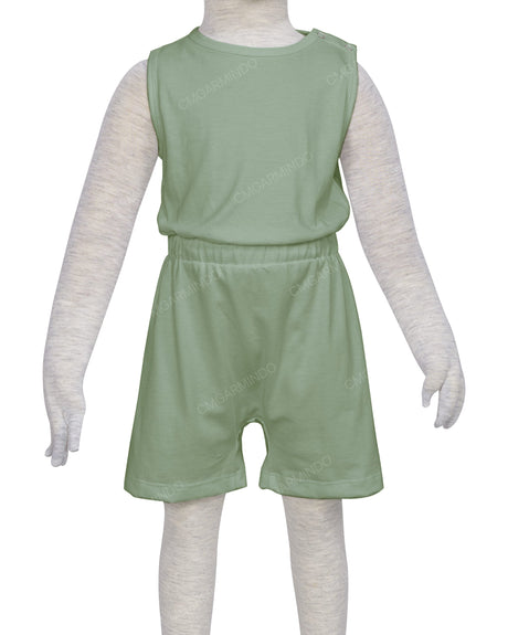 Sleeveless Crew Neck Elastic Waist Shorts Romper