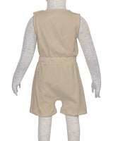 Sleeveless Crew Neck Elastic Waist Shorts Romper