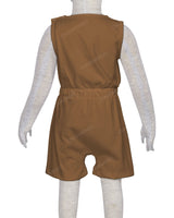 Sleeveless Crew Neck Elastic Waist Shorts Romper
