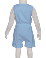Sleeveless Crew Neck Elastic Waist Shorts Romper