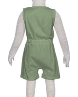 Sleeveless Crew Neck Elastic Waist Shorts Romper