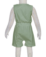 Sleeveless Crew Neck Elastic Waist Shorts Romper