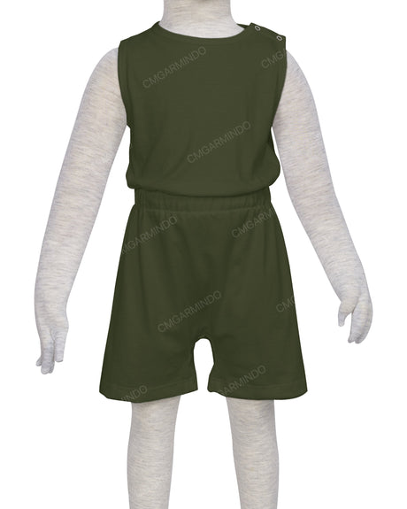 Sleeveless Crew Neck Elastic Waist Shorts Romper