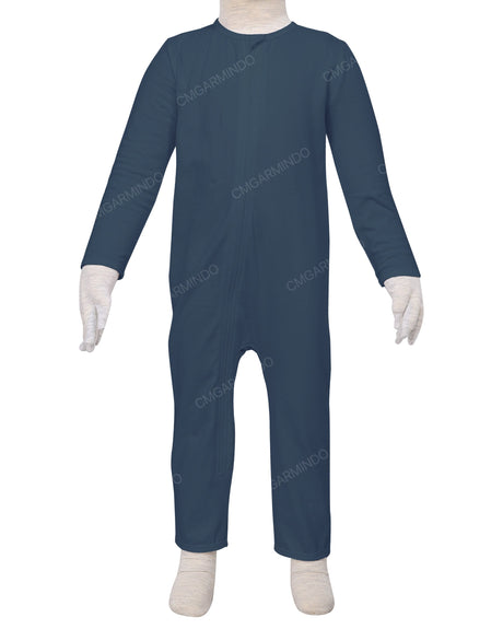 Long Sleeve Binding Zip-Up Pants Onesie
