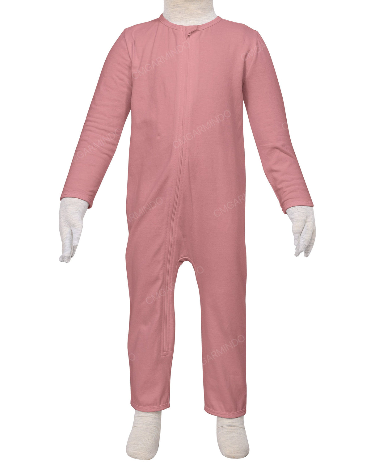 Long Sleeve Binding Zip-Up Pants Onesie