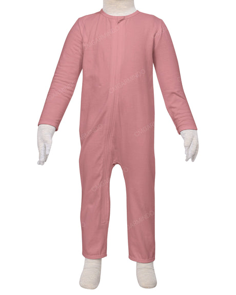 Long Sleeve Binding Zip-Up Pants Onesie