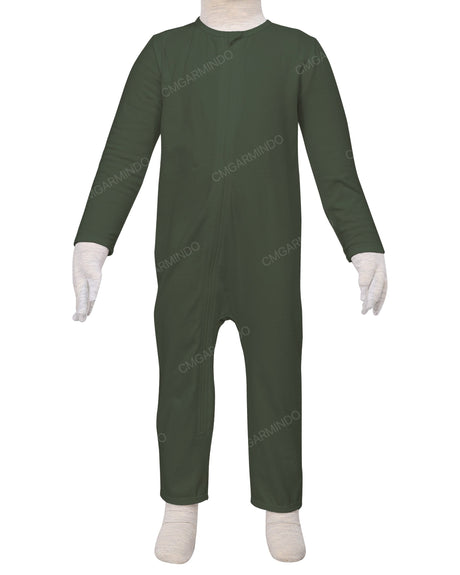 Long Sleeve Binding Zip-Up Pants Onesie