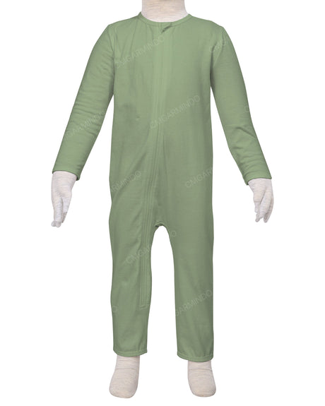 Long Sleeve Binding Zip-Up Pants Onesie