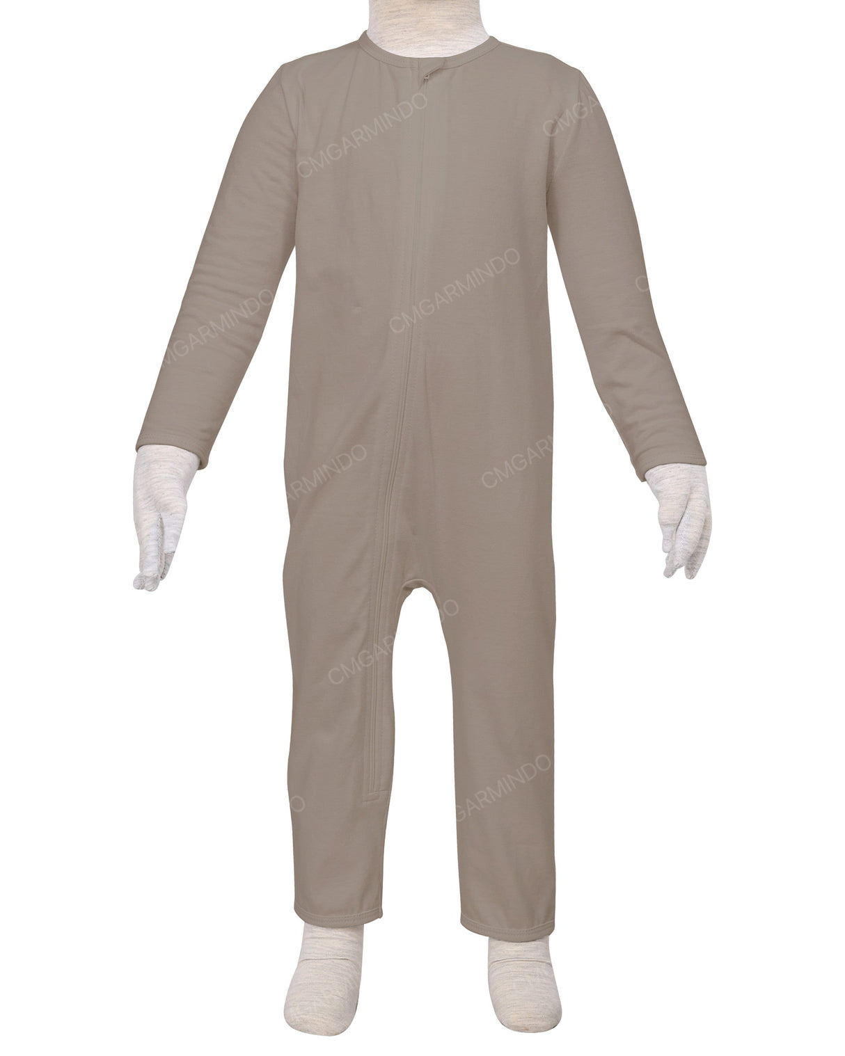 Long Sleeve Binding Zip-Up Pants Onesie