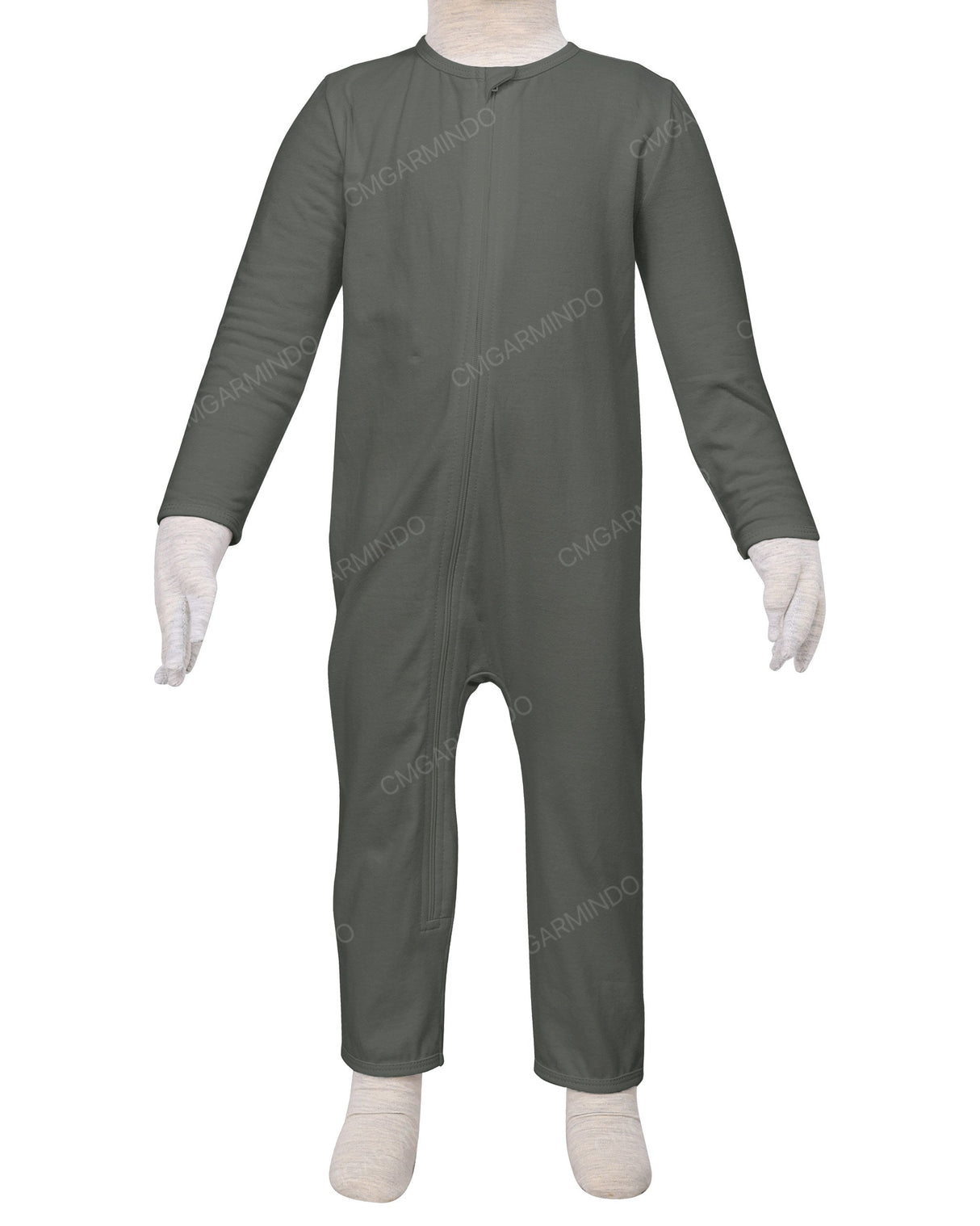 Long Sleeve Binding Zip-Up Pants Onesie