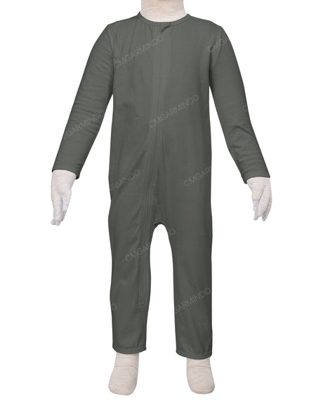 Long Sleeve Binding Zip-Up Pants Onesie