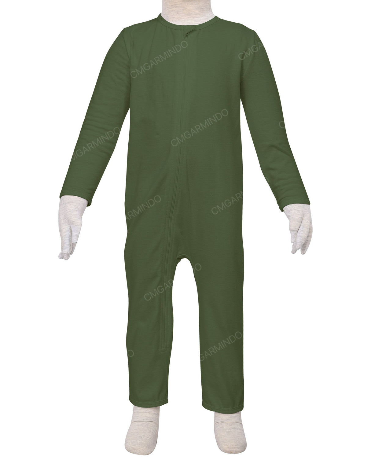Long Sleeve Binding Zip-Up Pants Onesie