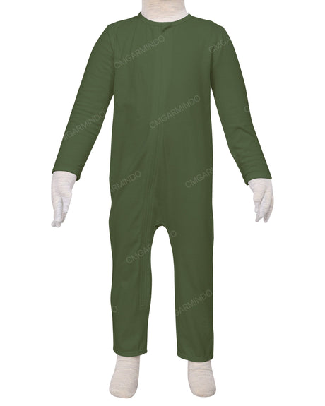 Long Sleeve Binding Zip-Up Pants Onesie