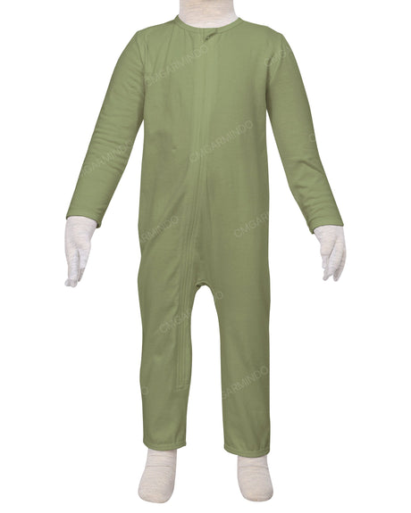 Long Sleeve Binding Zip-Up Pants Onesie