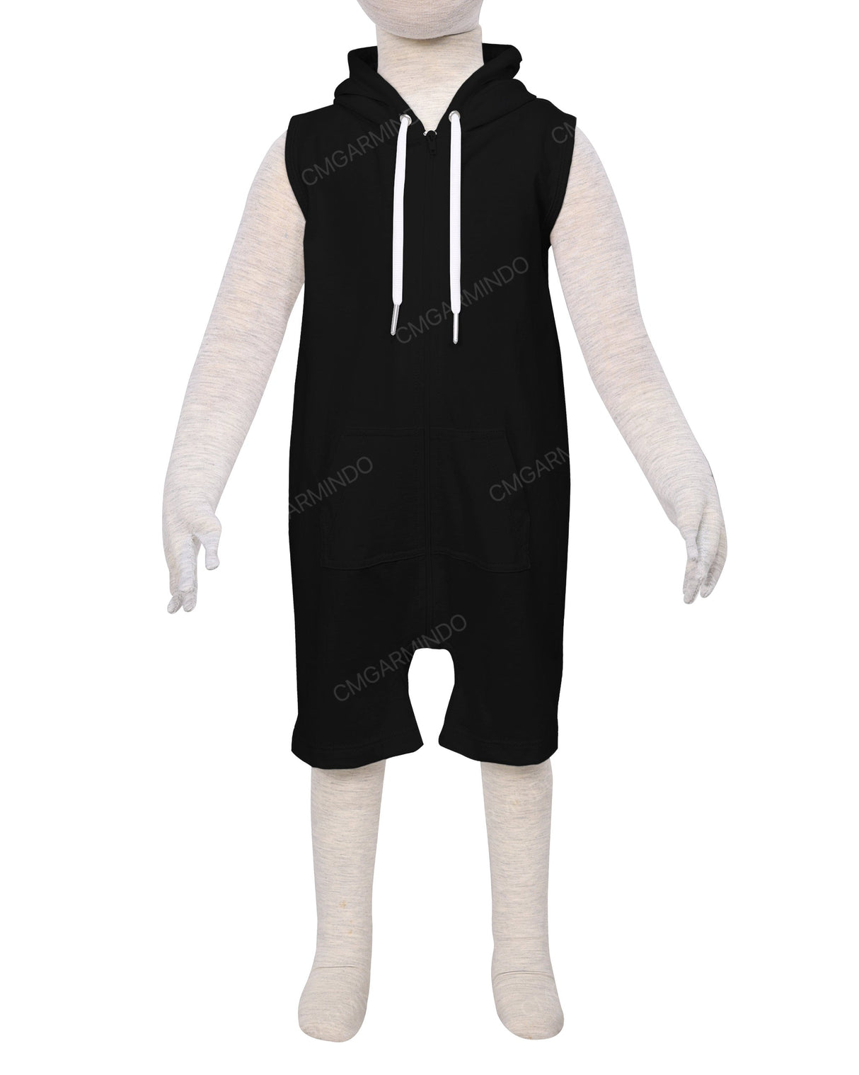Sleeveless Hoodie Zip-Up Shorts Onesie