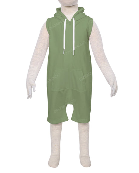 Sleeveless Hoodie Zip-Up Shorts Onesie