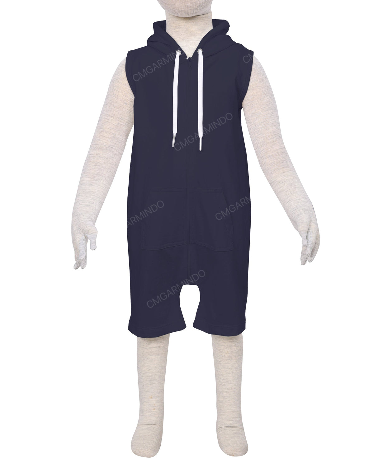 Sleeveless Hoodie Zip-Up Shorts Onesie