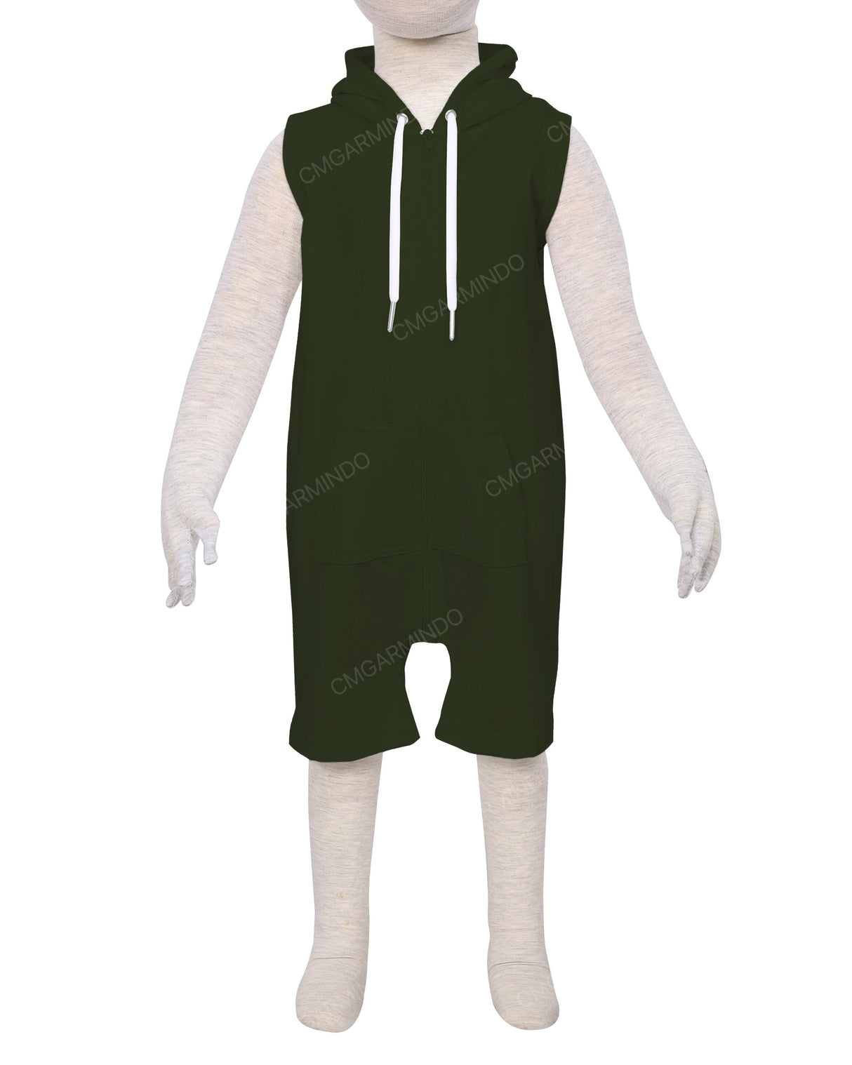 Sleeveless Hoodie Zip-Up Shorts Onesie