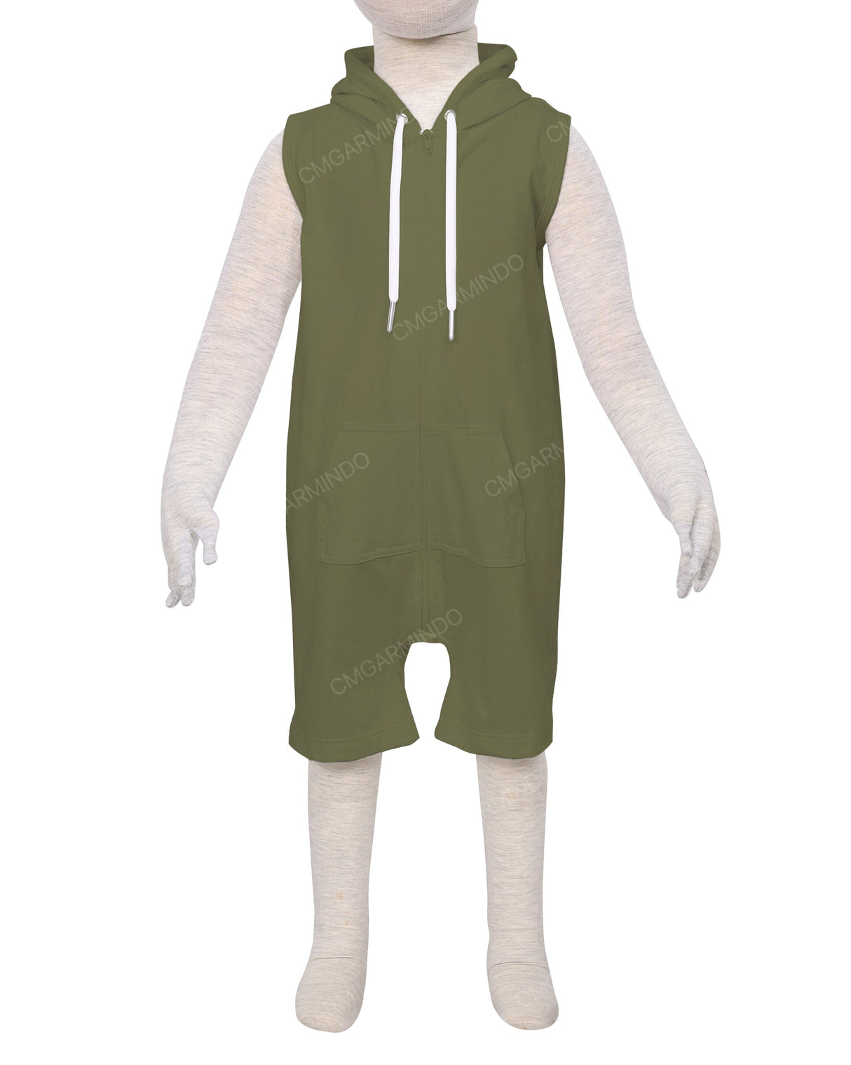 Sleeveless Hoodie Zip-Up Shorts Onesie