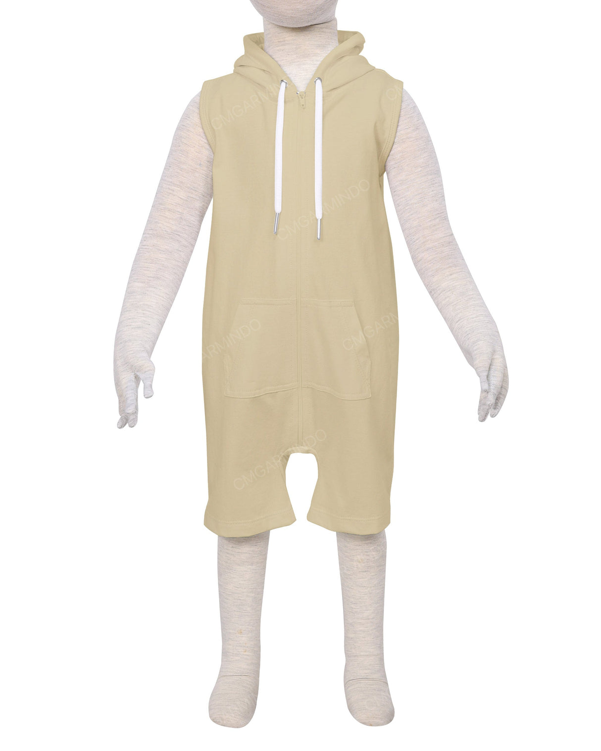 Sleeveless Hoodie Zip-Up Shorts Onesie