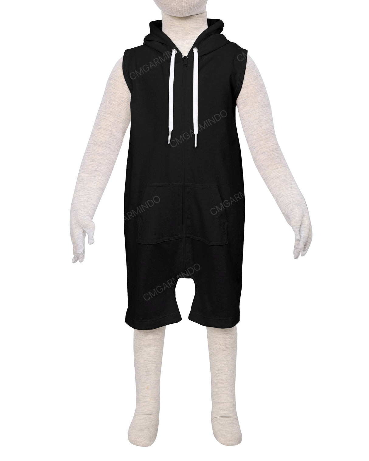 Sleeveless Hoodie Zip-Up Shorts Onesie