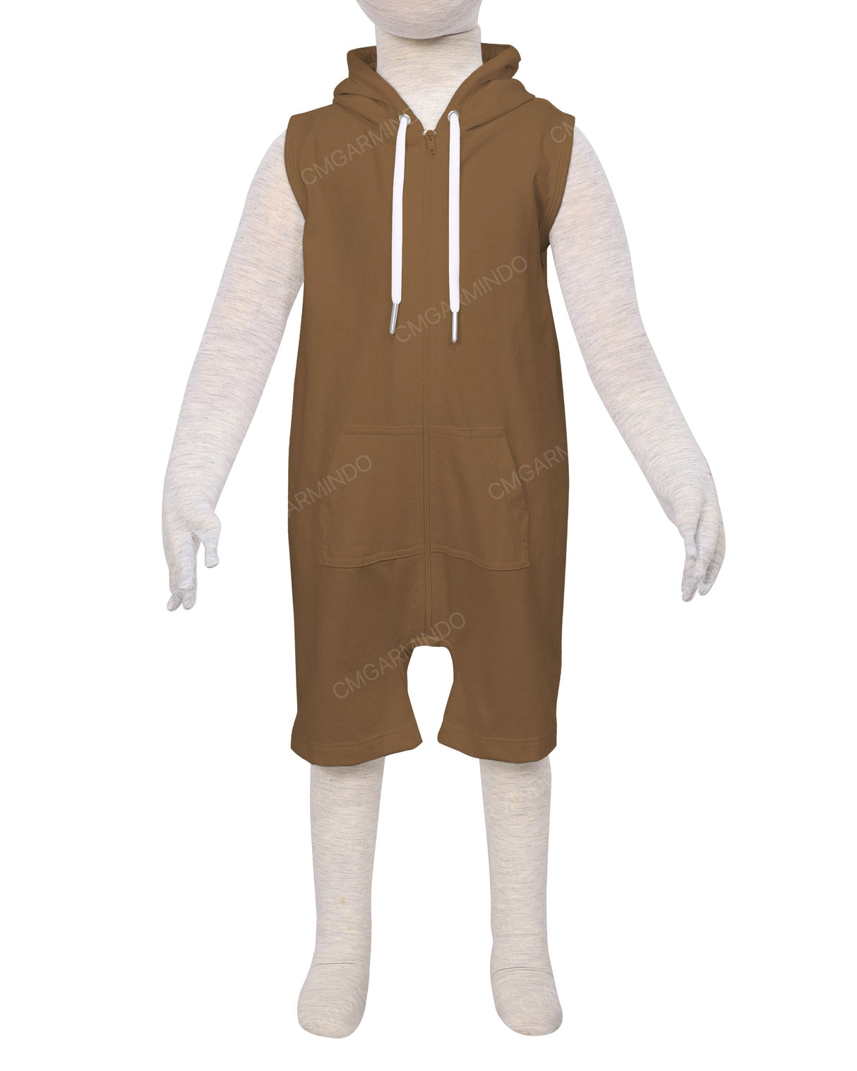 Sleeveless Hoodie Zip-Up Shorts Onesie