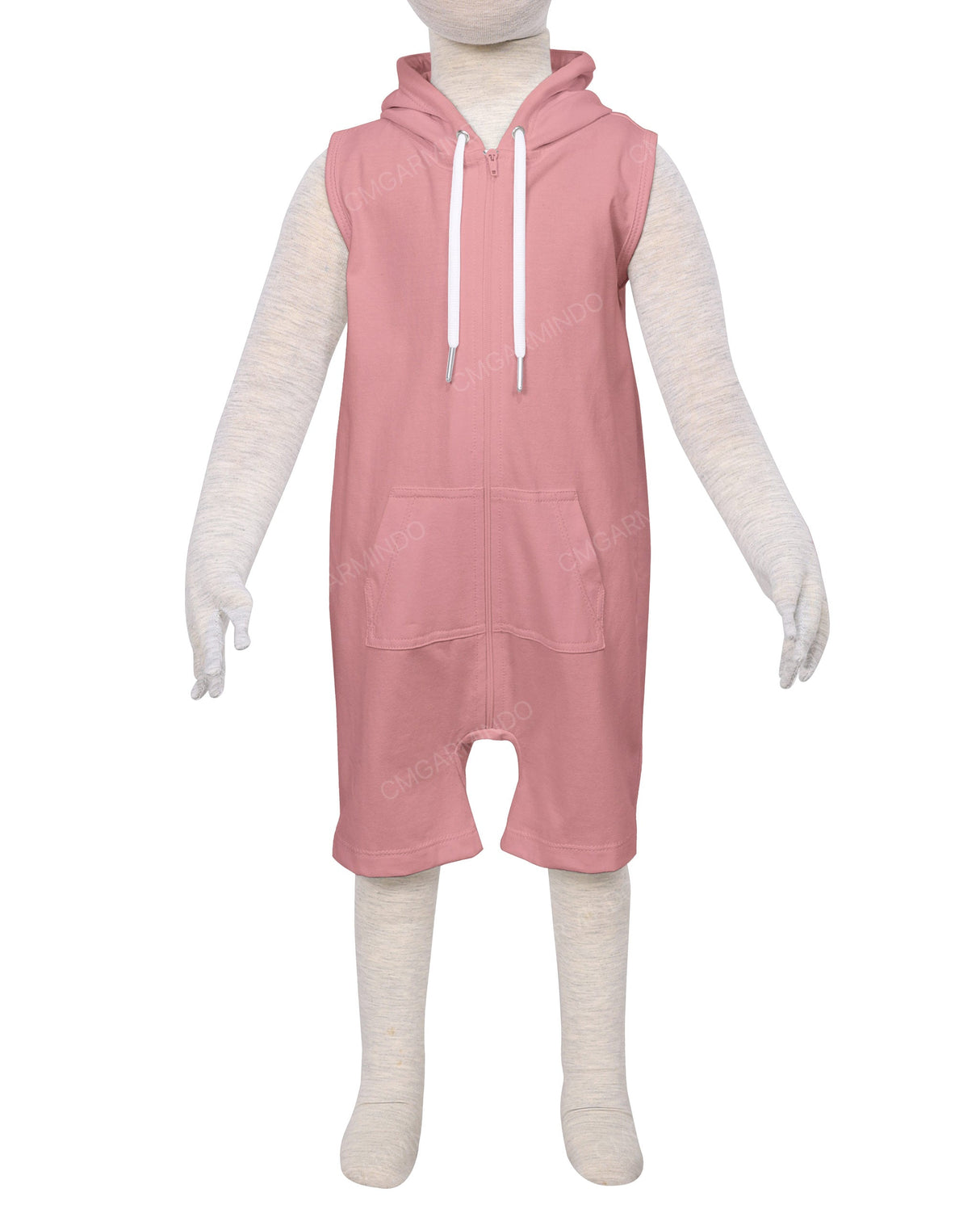Sleeveless Hoodie Zip-Up Shorts Onesie
