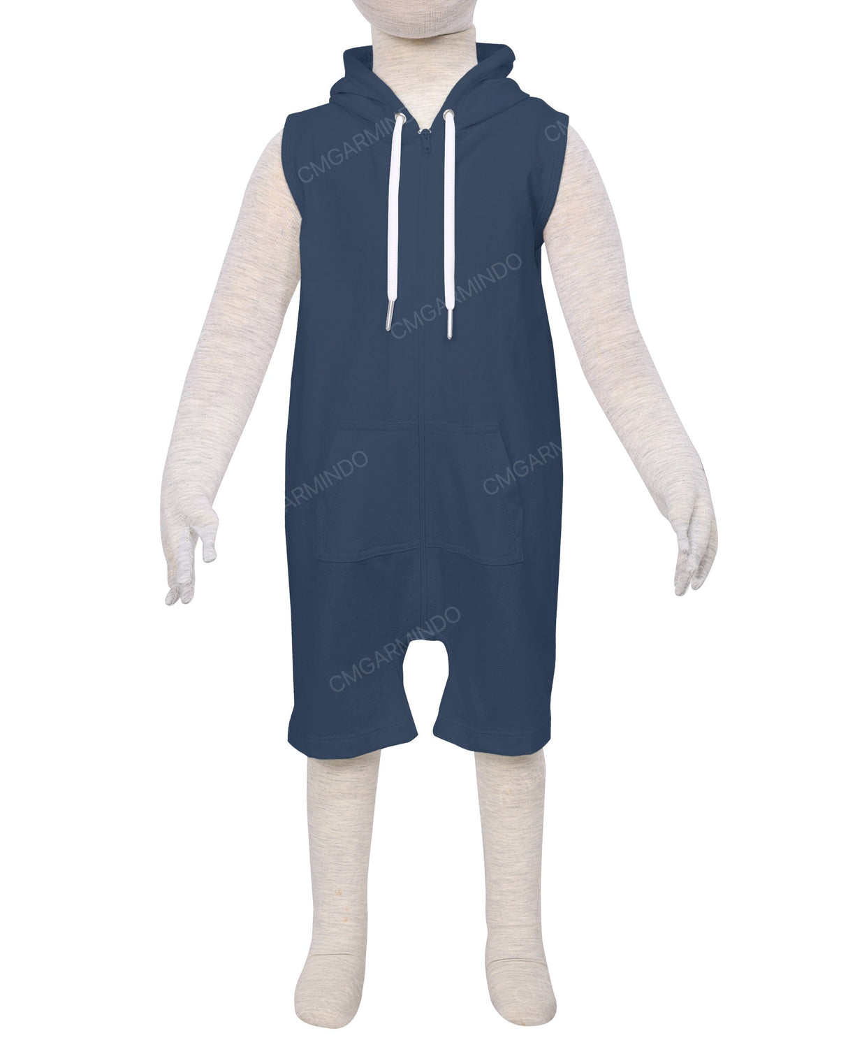Sleeveless Hoodie Zip-Up Shorts Onesie