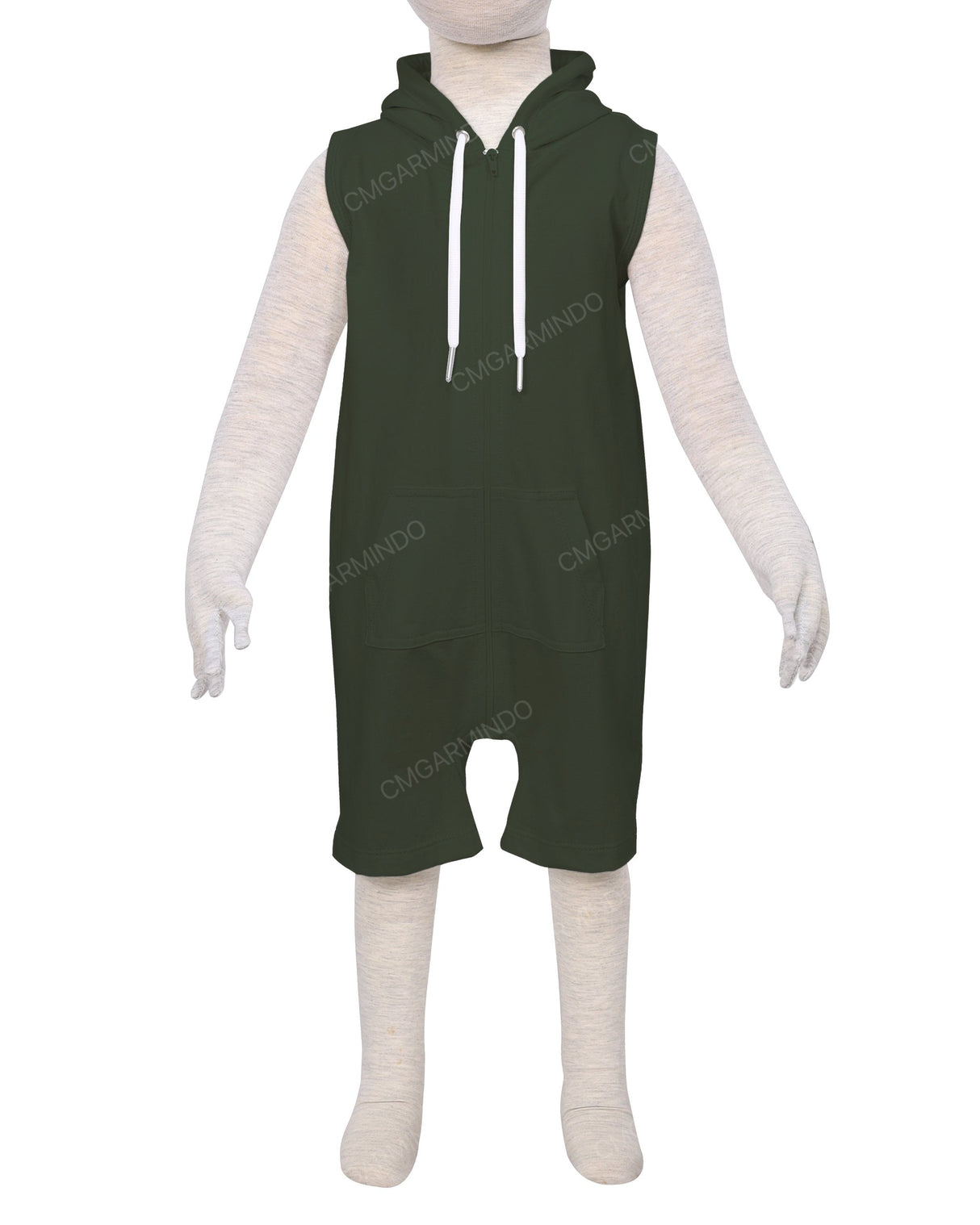 Sleeveless Hoodie Zip-Up Shorts Onesie