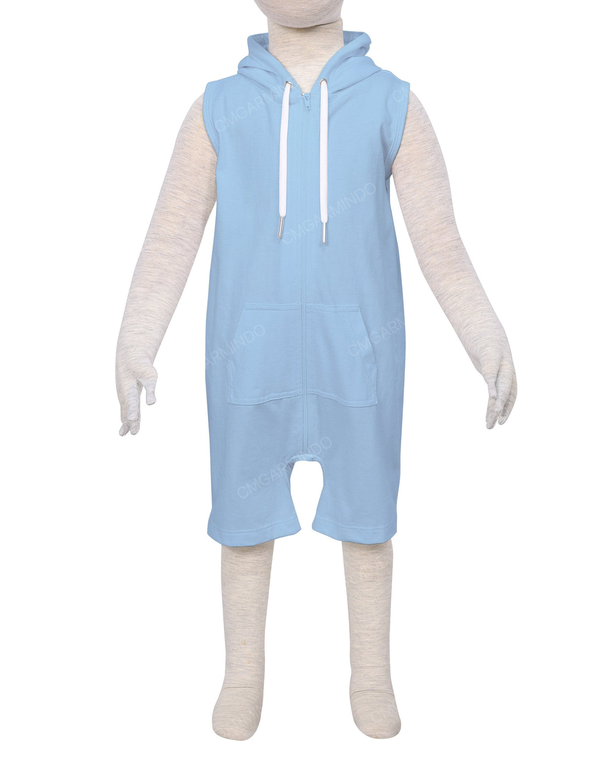 Sleeveless Hoodie Zip-Up Shorts Onesie