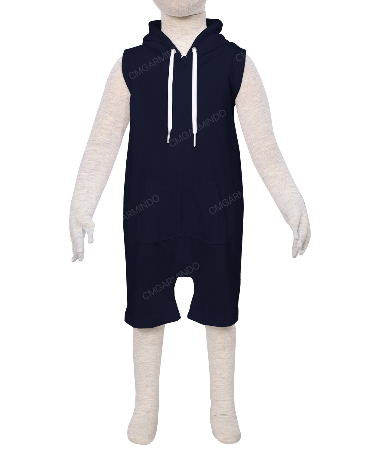 Sleeveless Hoodie Zip-Up Shorts Onesie