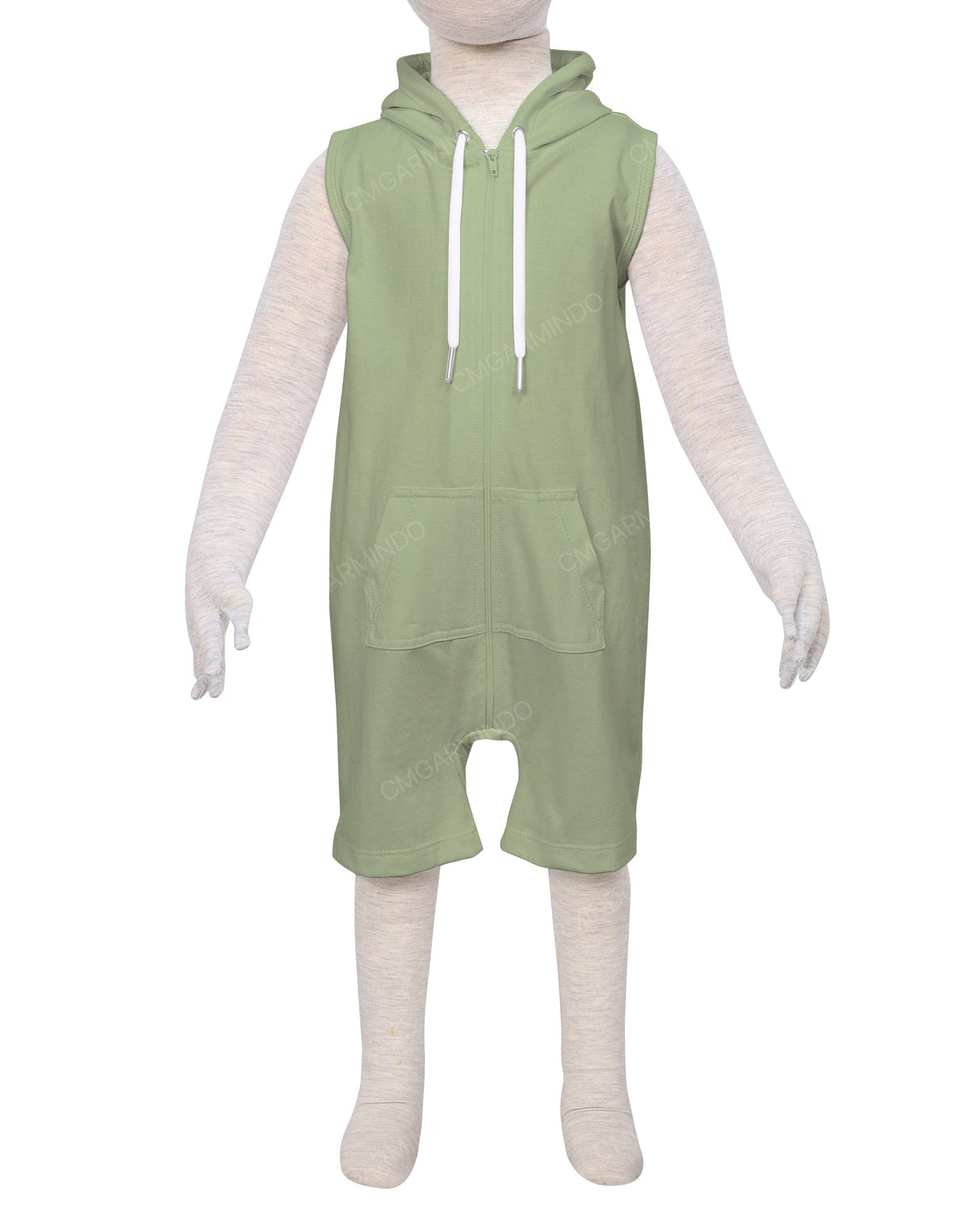 Sleeveless Hoodie Zip-Up Shorts Onesie