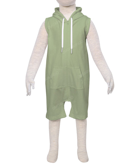 Sleeveless Hoodie Zip-Up Shorts Onesie