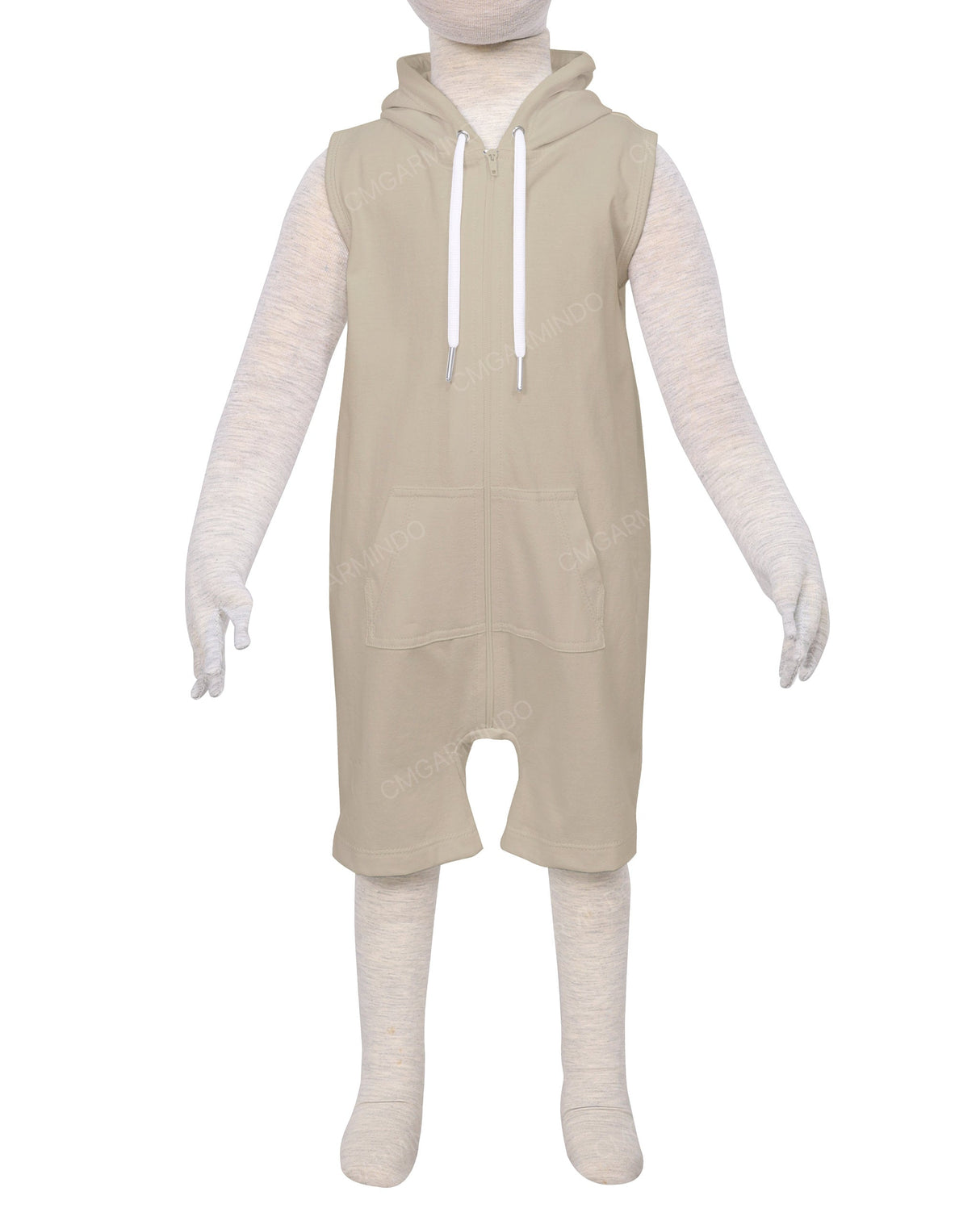 Sleeveless Hoodie Zip-Up Shorts Onesie