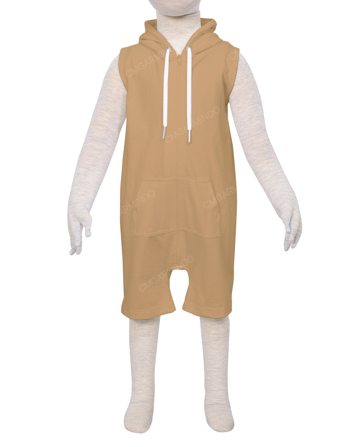 Sleeveless Hoodie Zip-Up Shorts Onesie