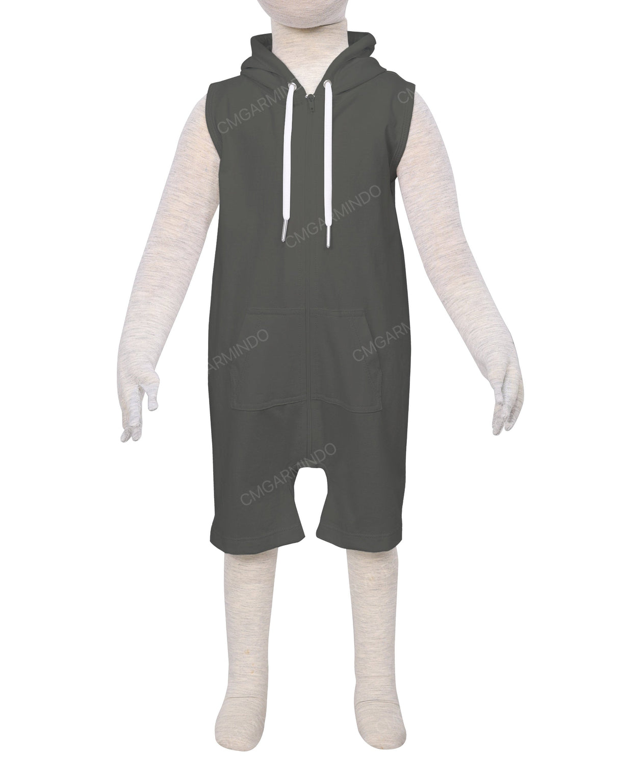 Sleeveless Hoodie Zip-Up Shorts Onesie