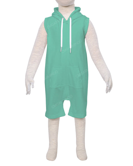 Sleeveless Hoodie Zip-Up Shorts Onesie