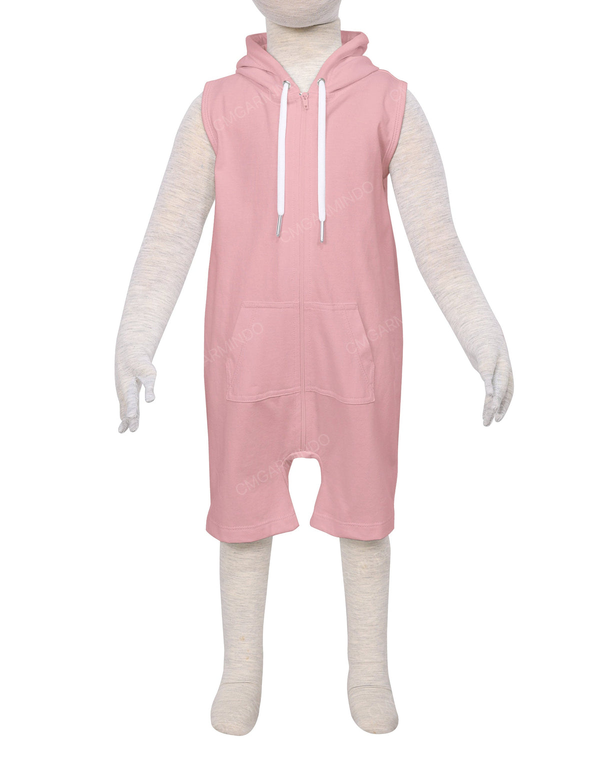 Sleeveless Hoodie Zip-Up Shorts Onesie