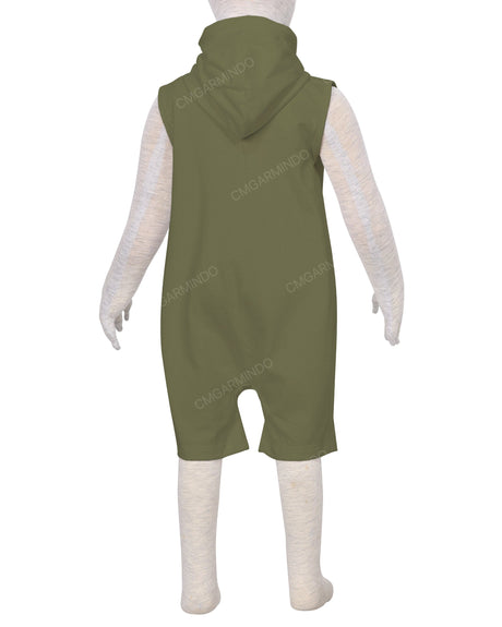 Sleeveless Hoodie Zip-Up Shorts Onesie