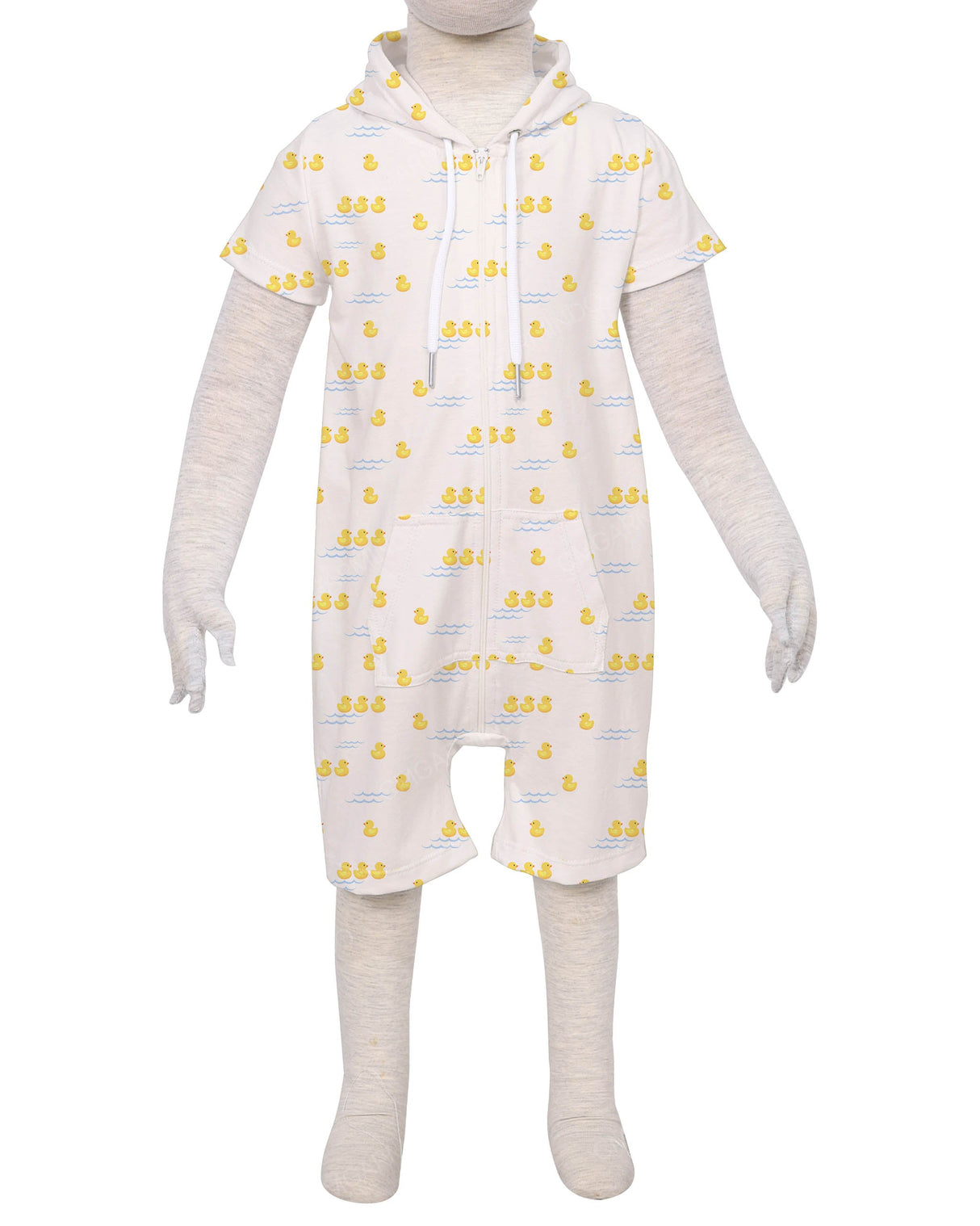 Short Sleeve Hoodie Zip-Up Shorts Onesie