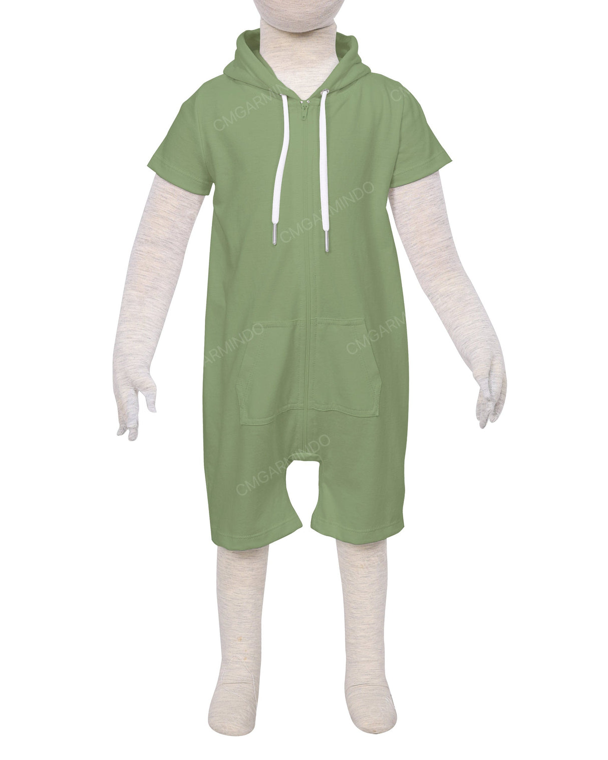 Short Sleeve Hoodie Zip-Up Shorts Onesie