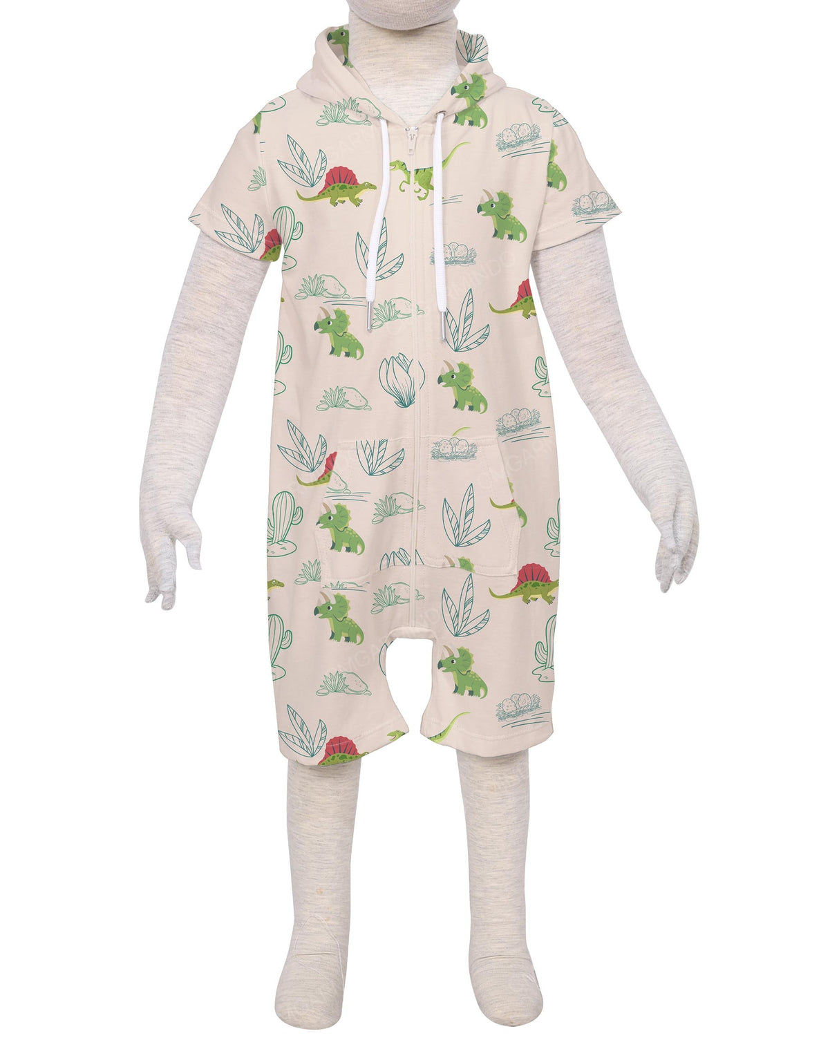 Short Sleeve Hoodie Zip-Up Shorts Onesie