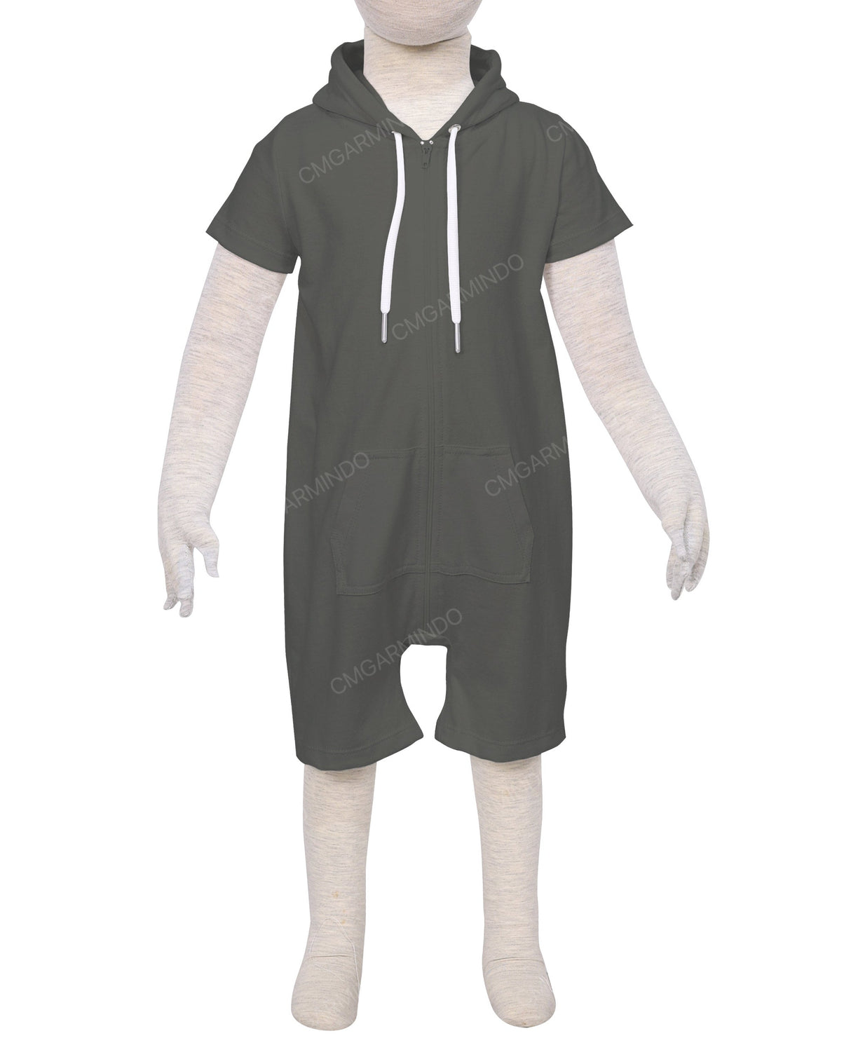 Short Sleeve Hoodie Zip-Up Shorts Onesie