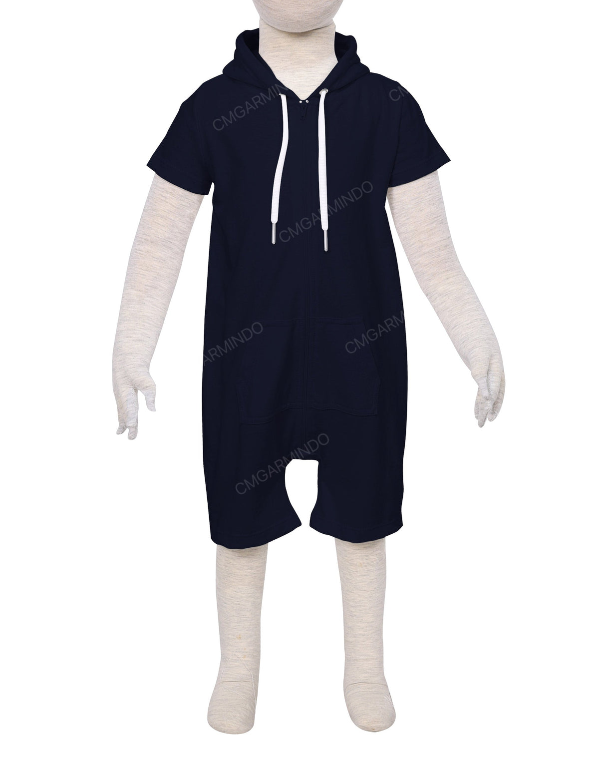 Short Sleeve Hoodie Zip-Up Shorts Onesie