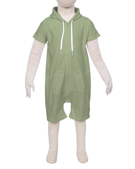Short Sleeve Hoodie Zip-Up Shorts Onesie