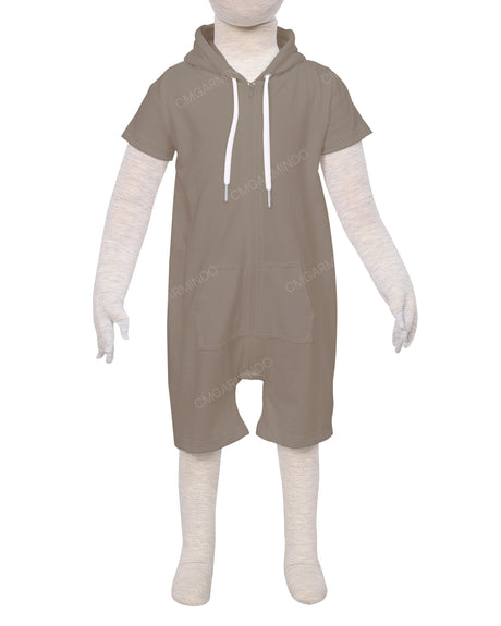 Short Sleeve Hoodie Zip-Up Shorts Onesie