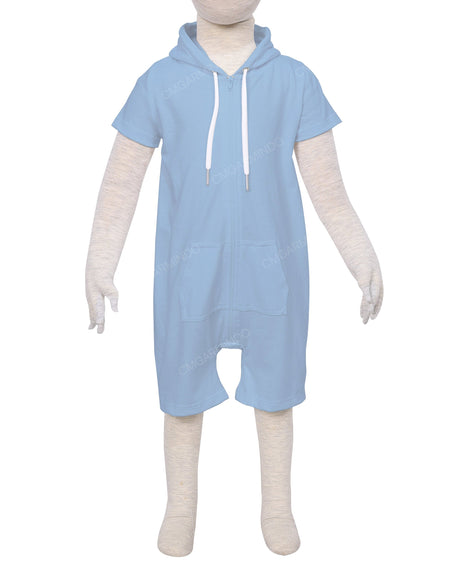 Short Sleeve Hoodie Zip-Up Shorts Onesie