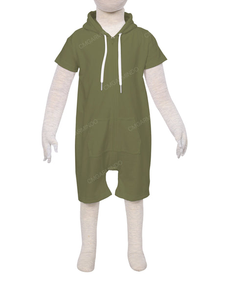 Short Sleeve Hoodie Zip-Up Shorts Onesie